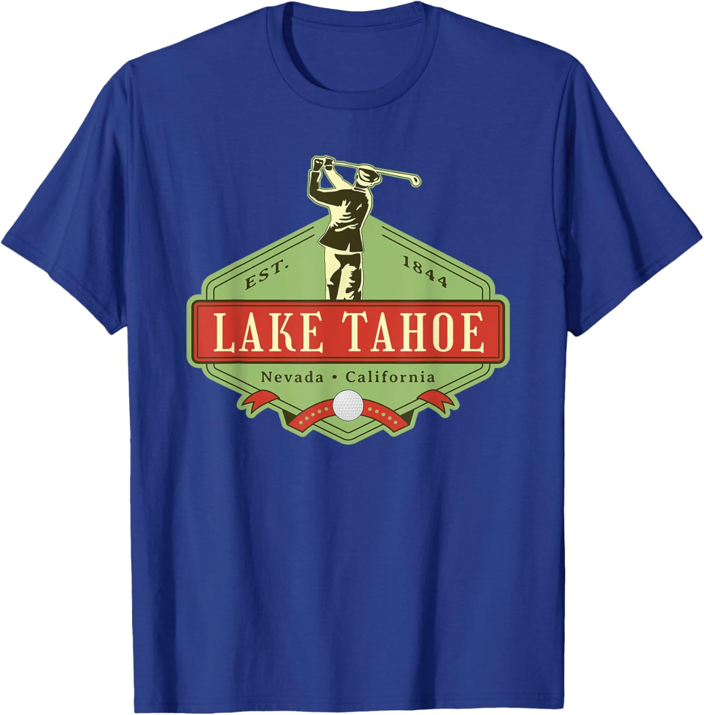 Lake Tahoe California Nevada Retro Vintage Golf Themed T-Shirt - T-Shirt | Royal