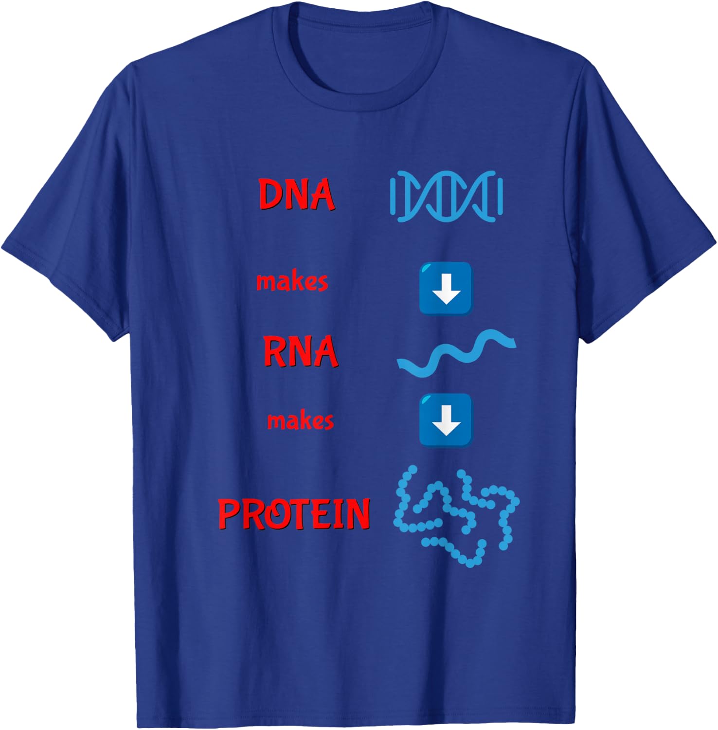DNA Makes RNA Makes Protein Molecular Cell Biology T Shirt T-Shirt - T-Shirt | Royal