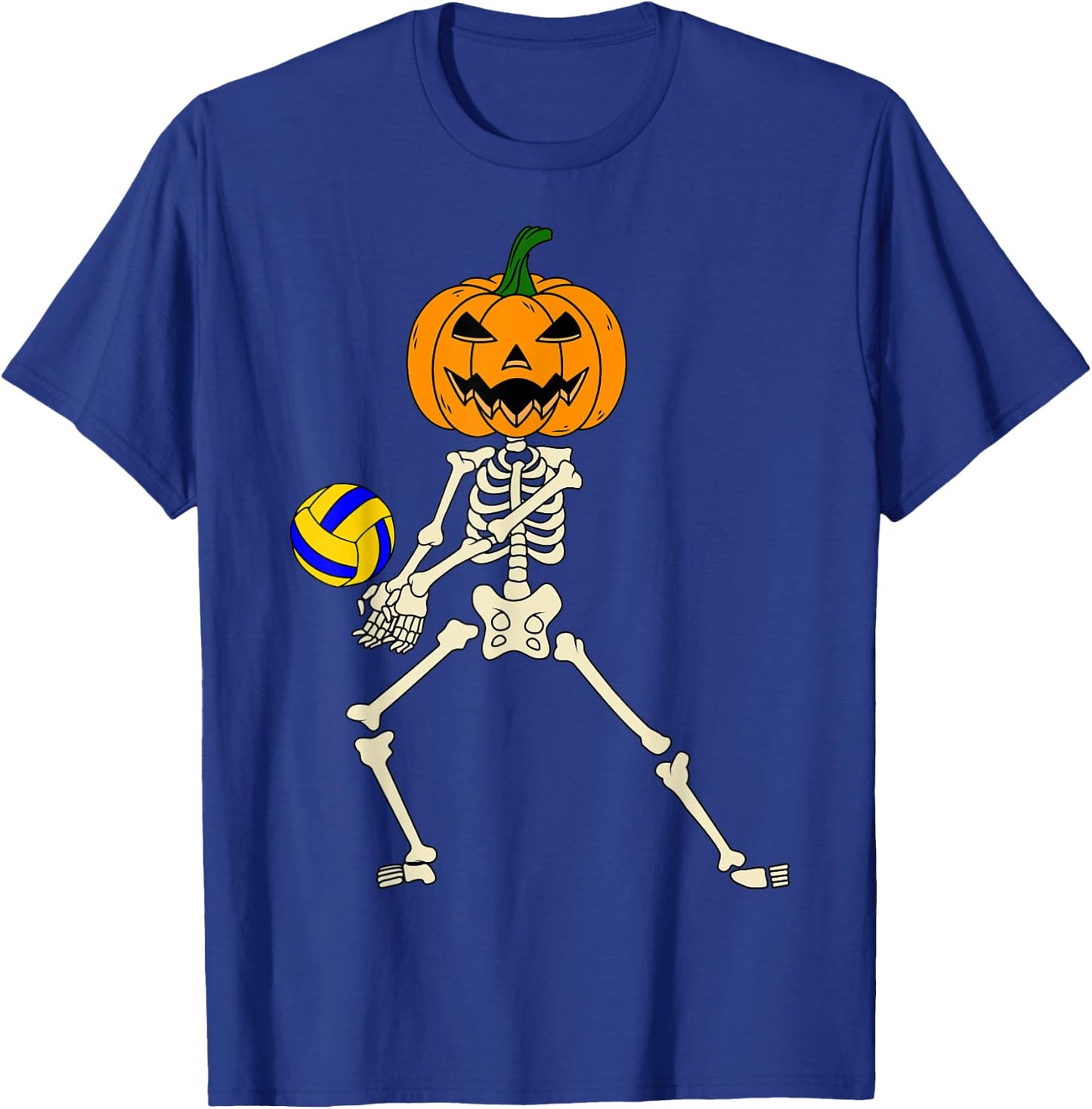 Halloween Volleyball Skeleton Player Retro Vintage Sport T-Shirt - T-Shirt | Royal