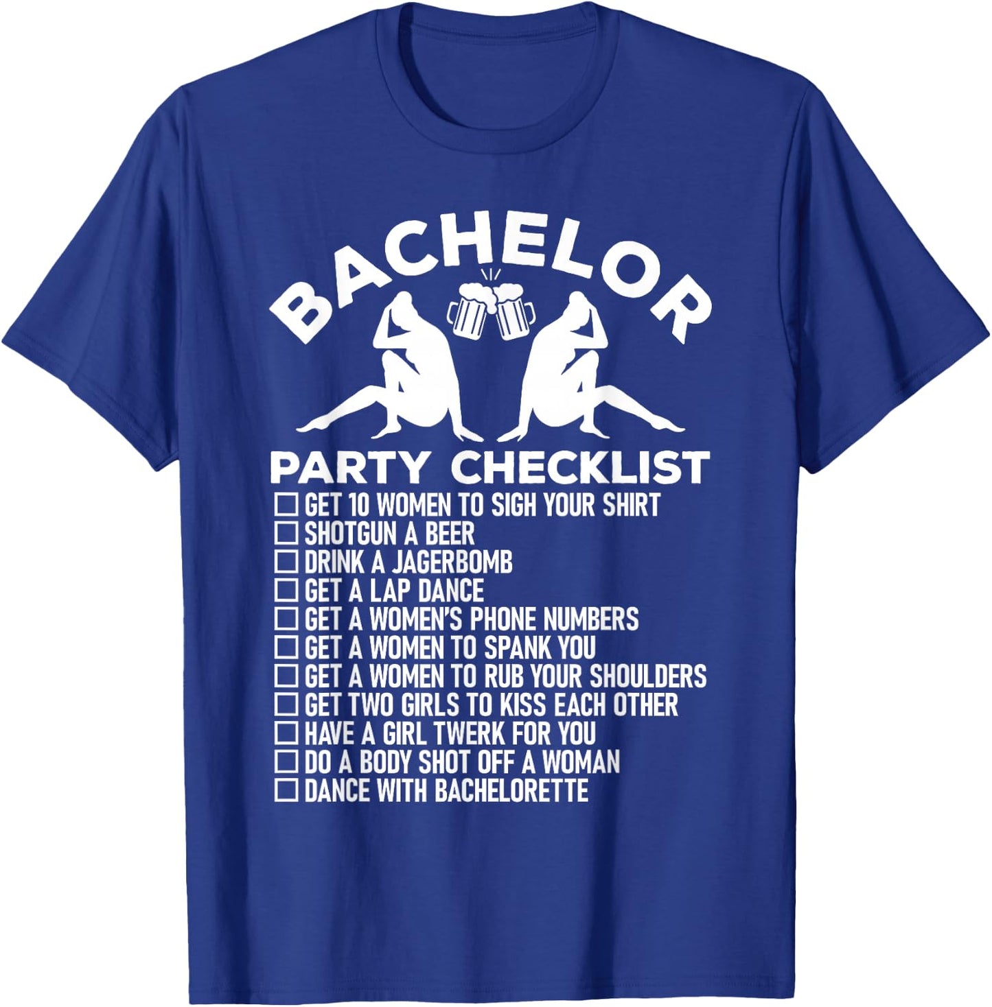 Bachelor Party Checklist Funny Groomsmen Groom Squad Friend T-Shirt - T-Shirt | Royal