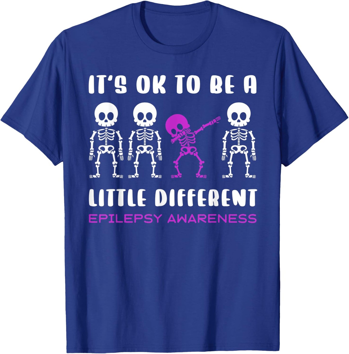 Epilepsy Purple Skeleton Awareness Halloween Holiday T-Shirt - T-Shirt | Royal