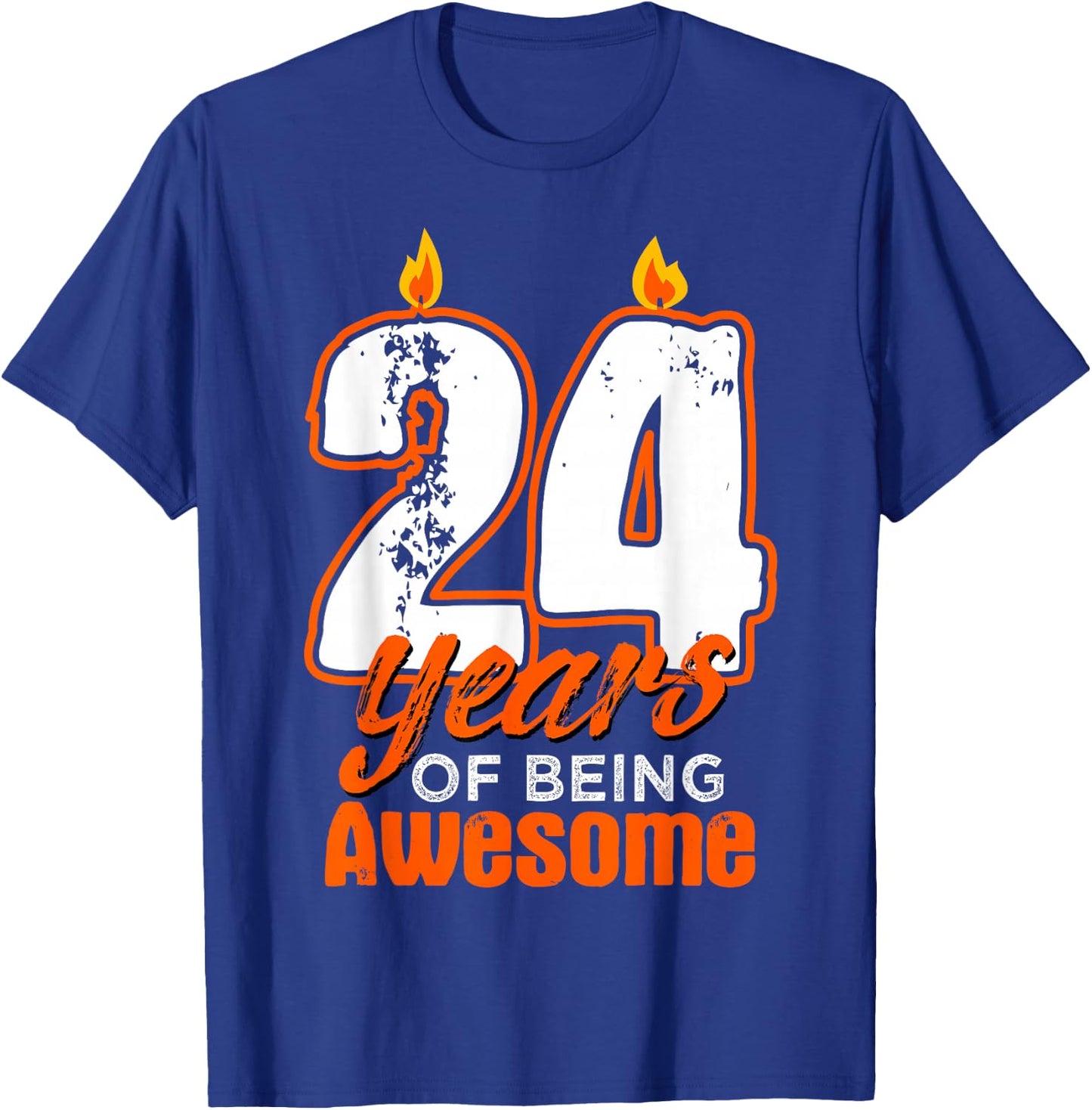 Candle 24 Birthday Party Wishes Cake Decoration Candlelight T-Shirt - T-Shirt | Royal