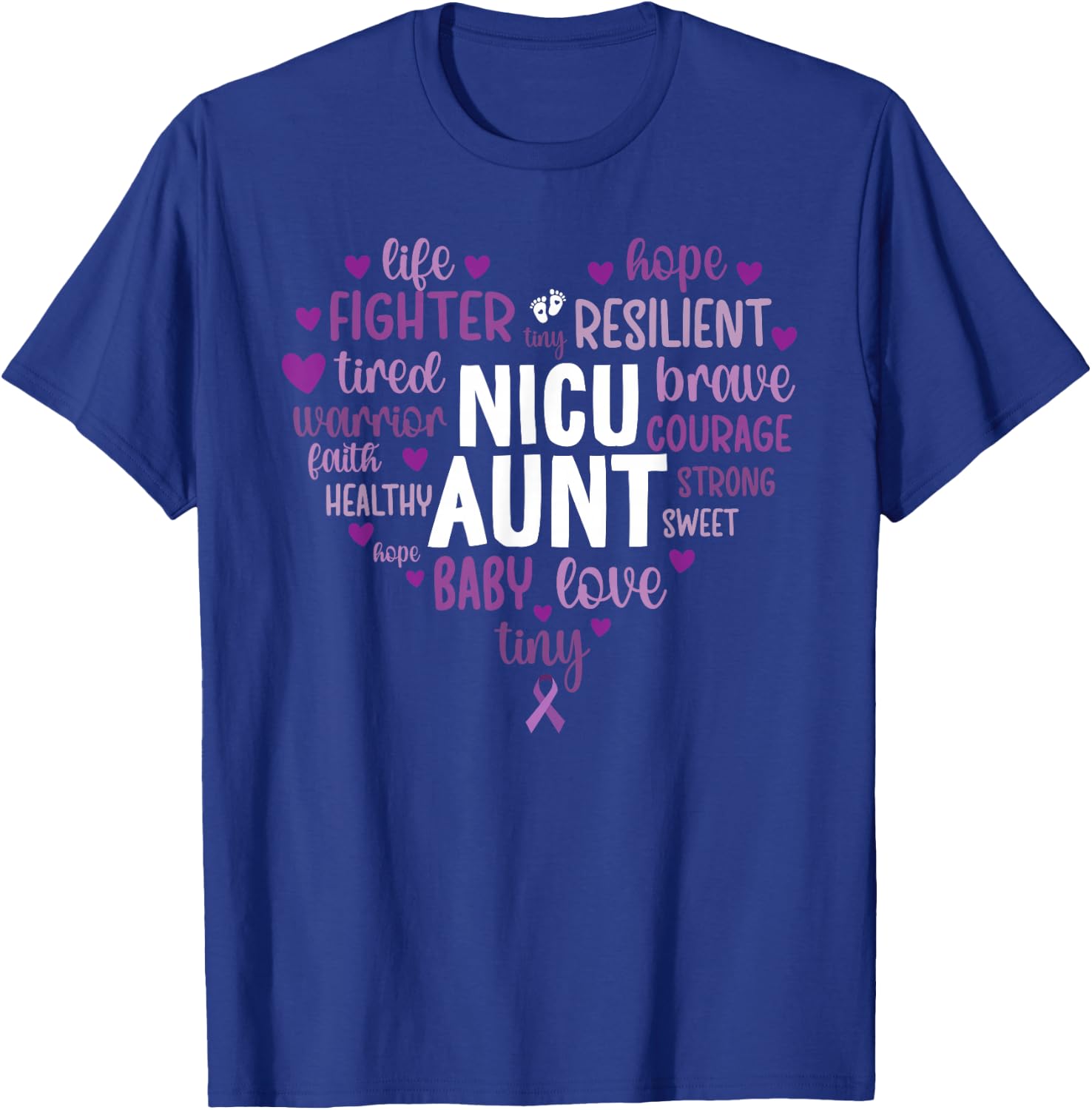 NICU Aunt Heart Micro Preemie Baby Aunt NICU Auntie T-Shirt - T-Shirt | Royal