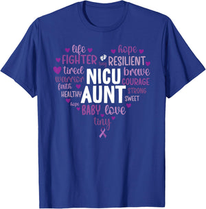 NICU Aunt Heart Micro Preemie Baby Aunt NICU Auntie T-Shirt - T-Shirt | Royal
