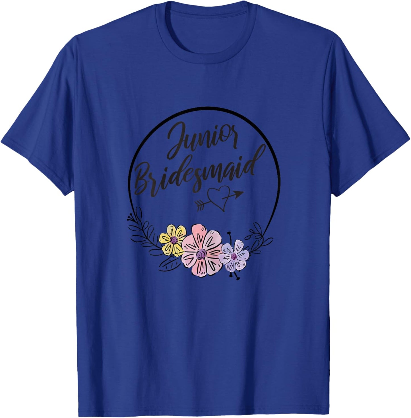 Cute Junior Bridesmaid Floral Bridal Party Gift Jr Girls T-Shirt - T-Shirt | Royal