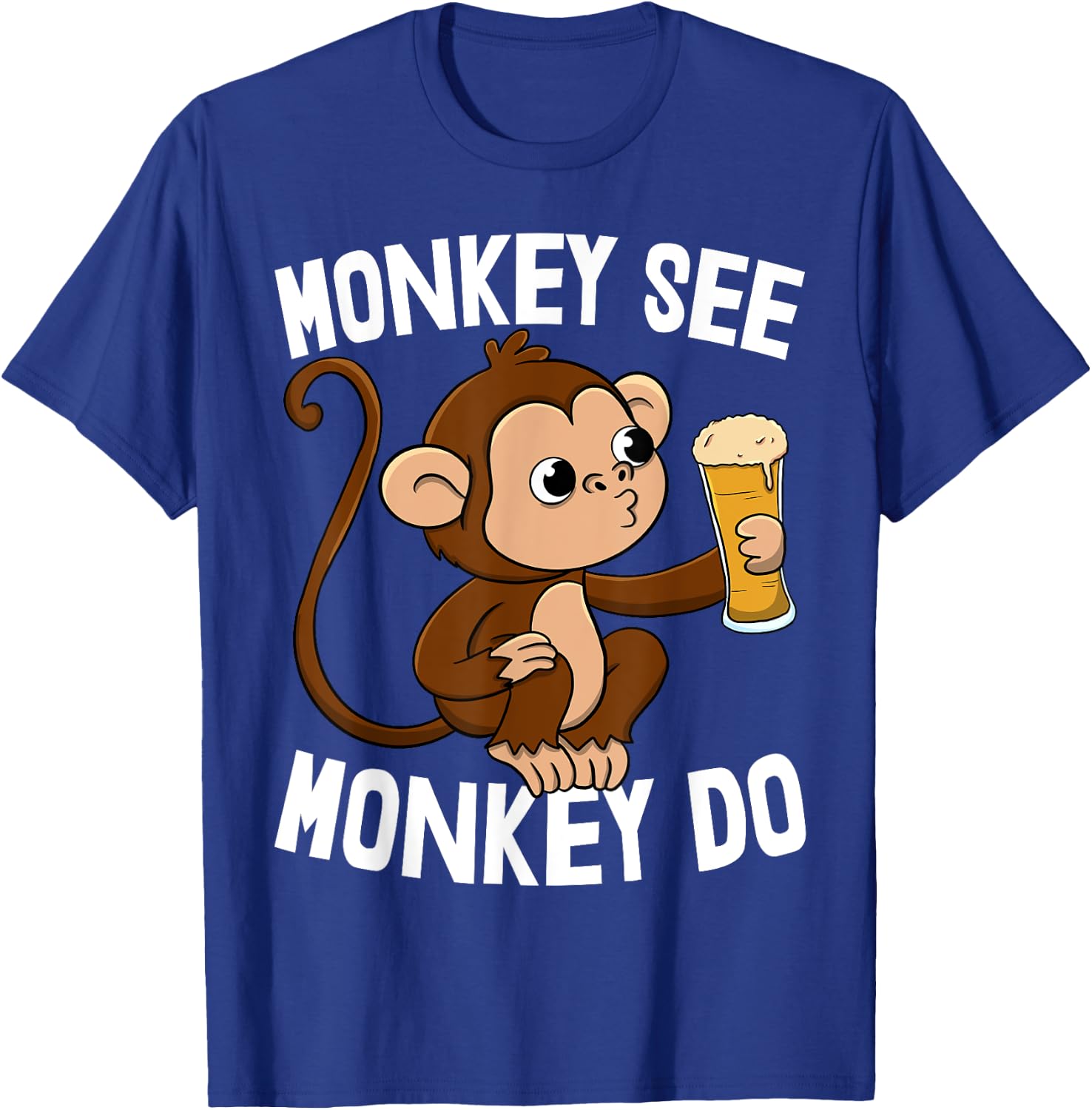 Monkey See Monkey Do Funny Toddler Monkey Drinking T-Shirt - T-Shirt | Royal