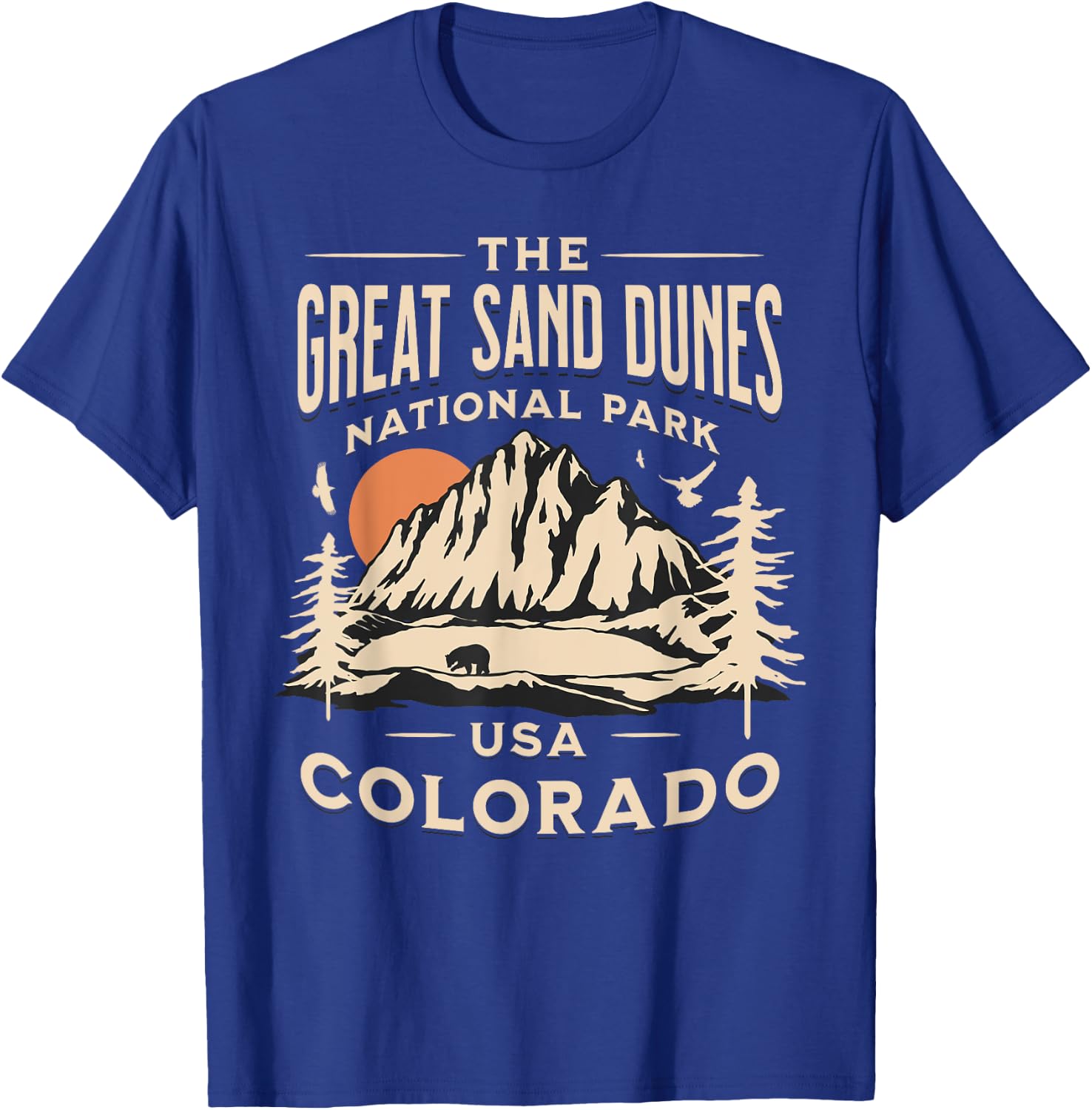 Great Sand Dunes National Park Colorado Hike Outdoors Retro T-Shirt - T-Shirt | Royal