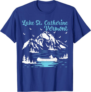 Summer Vacation Retro Vermont Lake St. Catherine Men Women Kids T-Shirt - T-Shirt | Royal