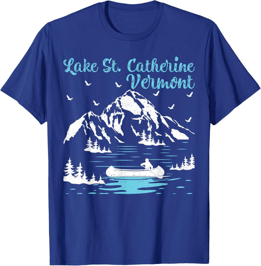 Summer Vacation Retro Vermont Lake St. Catherine Men Women Kids T-Shirt - T-Shirt | Royal
