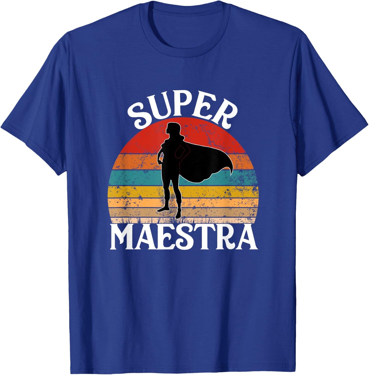 Super Maestra Spanish Teacher Funny Vintage Woman Hero T-Shirt - T-Shirt | Royal