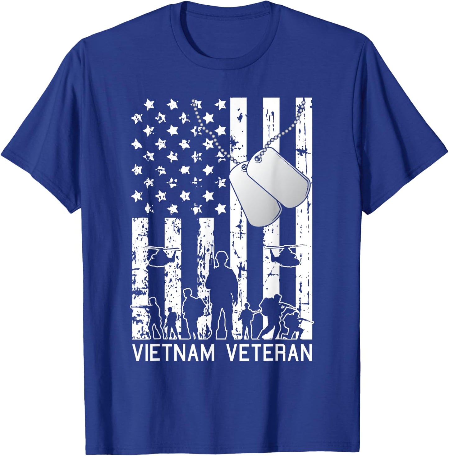 Vietnam Veteran Cool American Flag Military Army Soldier Women Kids Men T-Shirt - T-Shirt | Royal