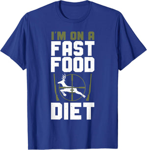 Buck Deer Hunting Hunter Vintage I'M On A Fast Food Diet T-Shirt - T-Shirt | Royal