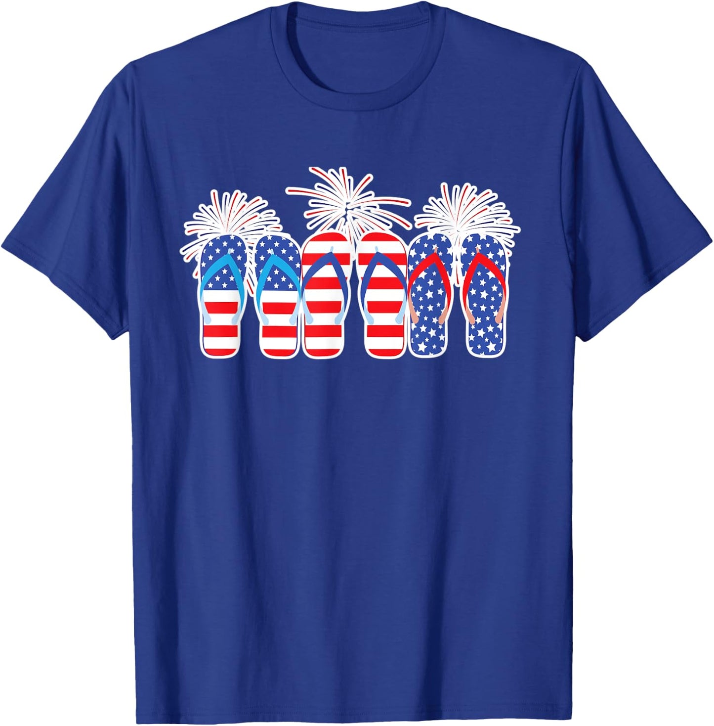 4th of July Flip Flops Red White Blue American Flag Gift Kids Men T-Shirt - T-Shirt | Royal