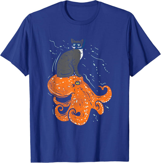 Funny Scuba Diving Gift, Funny Diving Cat Men Women T-Shirt - T-Shirt | Royal