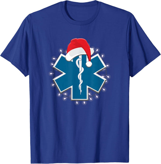 EMT Paramedic EMS Christmas Star of Life First Responder T-Shirt - T-Shirt | Royal