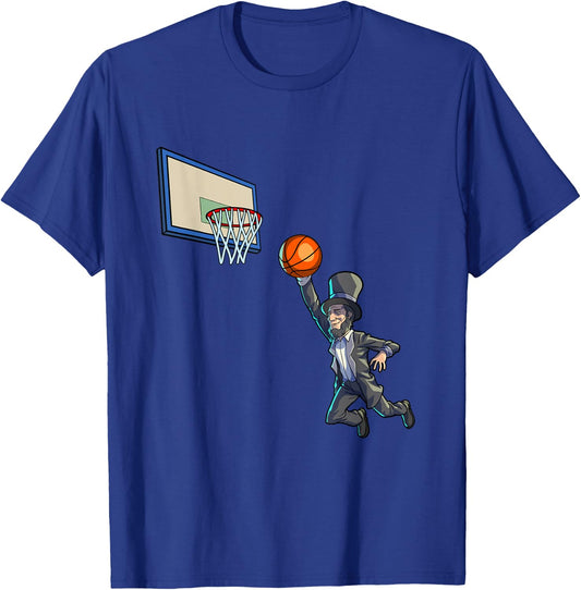 Basketball Abraham Lincoln 4th Of July Shirt Men Boy Lincoln T-Shirt - T-Shirt | Royal