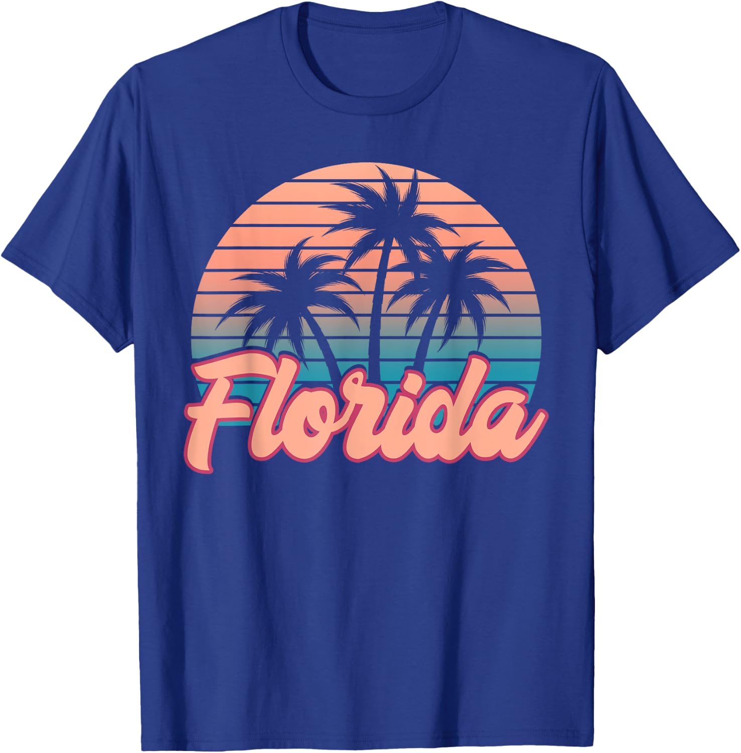 Retro Palm Trees Tropical Summer Vibes Florida Men Women Girls Kids T-Shirt - T-Shirt | Royal