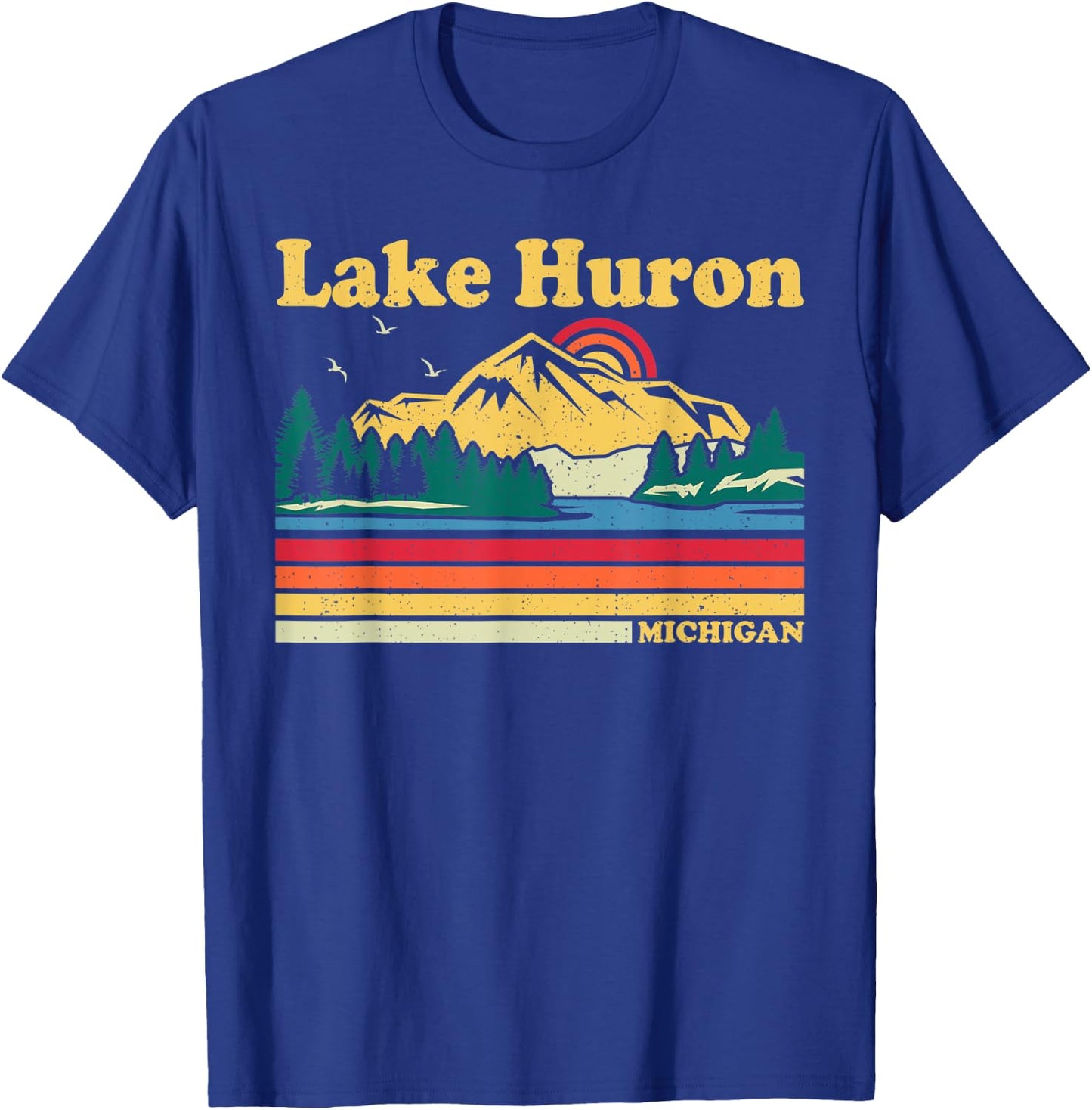 Vintage Retro Family Vacation Michigan Huron Lake T-Shirt - T-Shirt | Royal