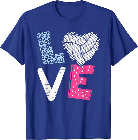 Love Volleyball Coach Player Teen Girls Women Kids T-Shirt - T-Shirt | Royal