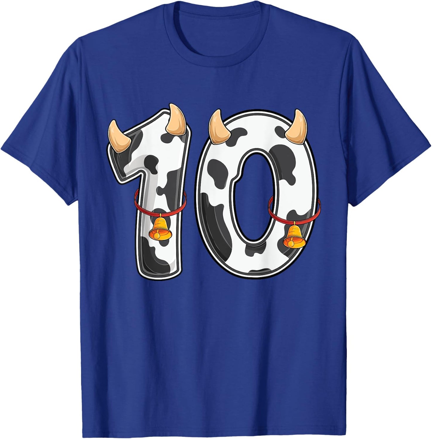 Cow Girl Boy Farmer 10th Birthday Ten 10 Years Old Bday Kids T-Shirt - T-Shirt | Royal