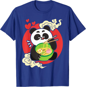 Kawaii Cute Eating Panda Japanese Ramen Noodles T-Shirt - T-Shirt | Royal