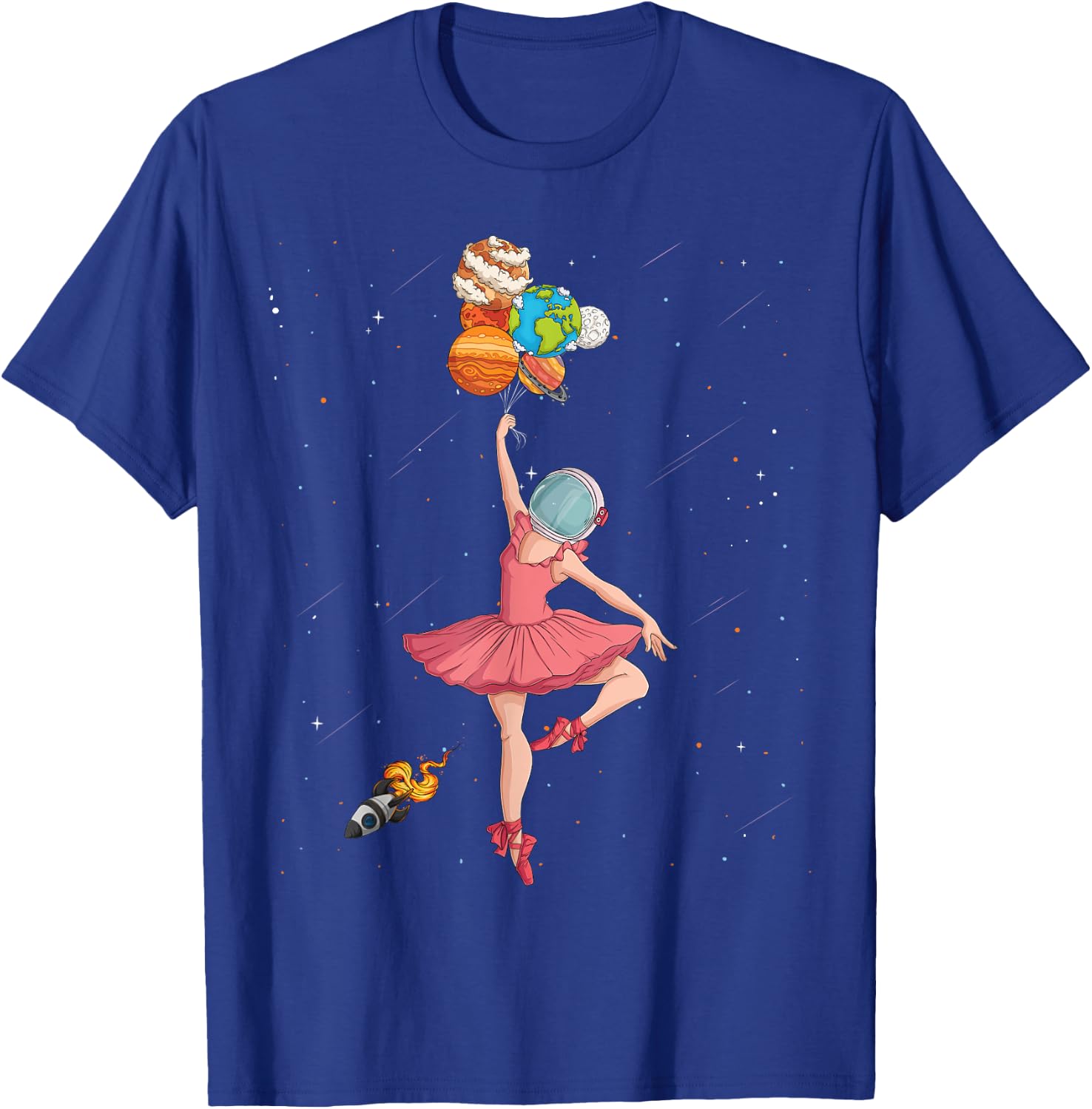 Ballerina Planets Outer Space Astronaut Solar System Girls T-Shirt - T-Shirt | Royal