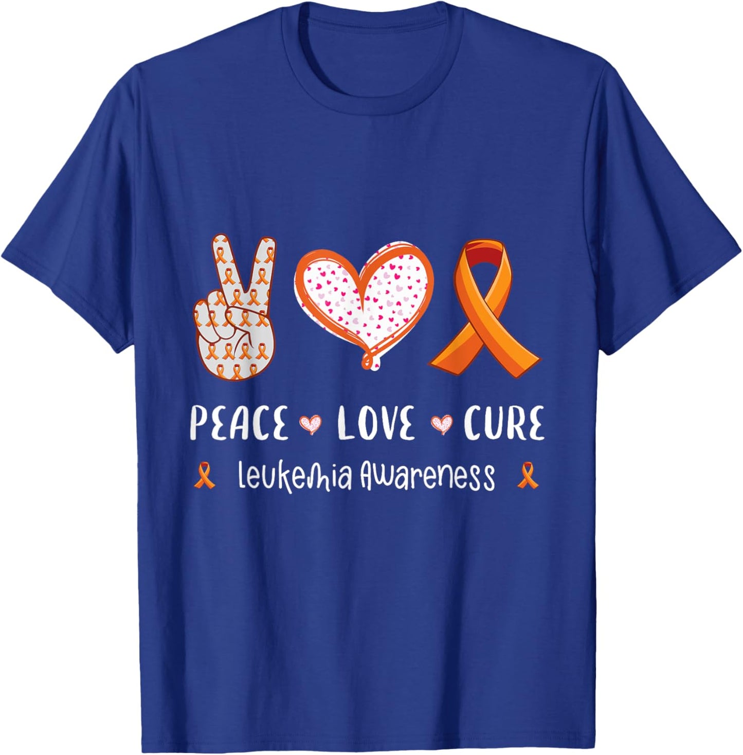 Peace Love cure leukemia awareness men women kids leukemia T-Shirt - T-Shirt | Royal