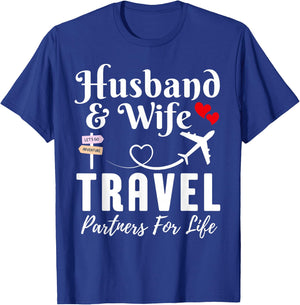 Husband and Wife Travel Partners for Life Funny Couple Trip T-Shirt - T-Shirt | Royal