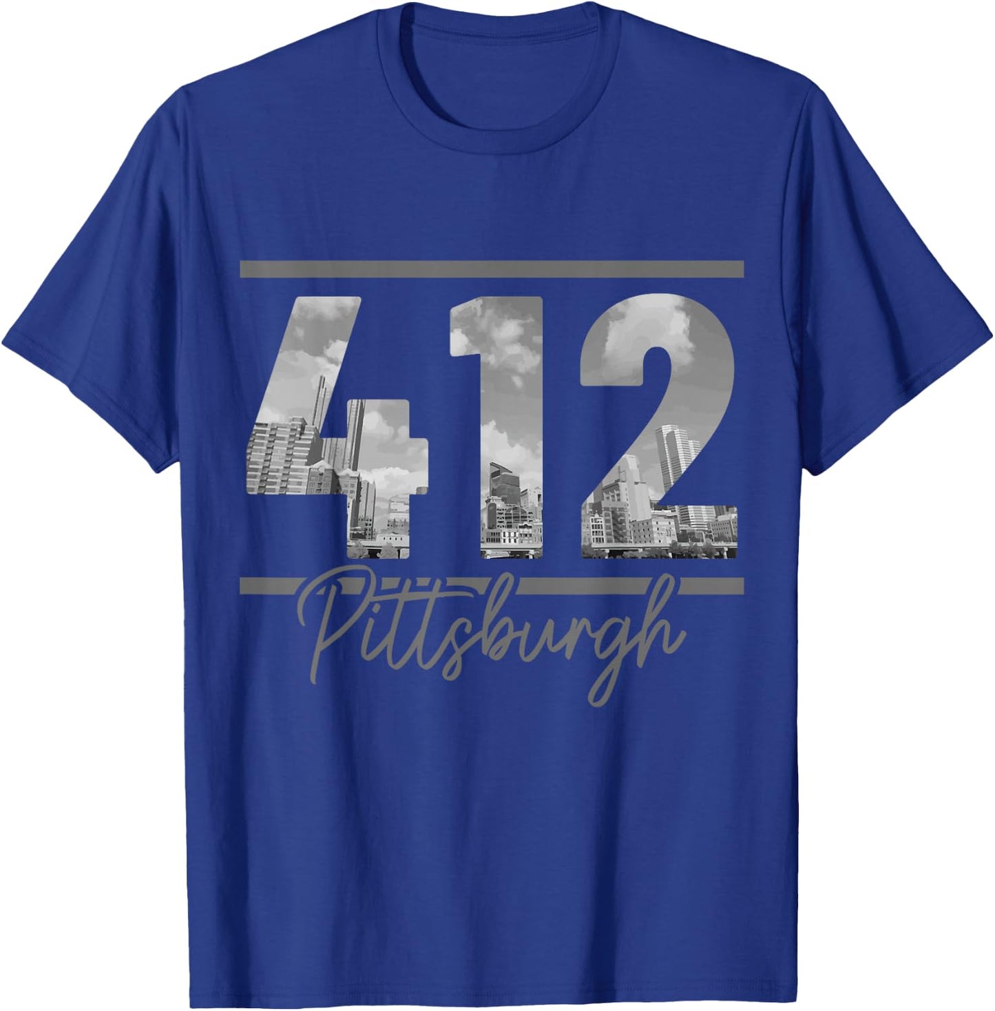 Pittsburgh 412 Area Code Skyline Pennsylvania Vintage T-Shirt - T-Shirt | Royal