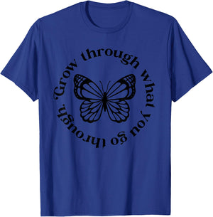 Grow Through What You Go Through Butterfly T-Shirt - T-Shirt | Royal