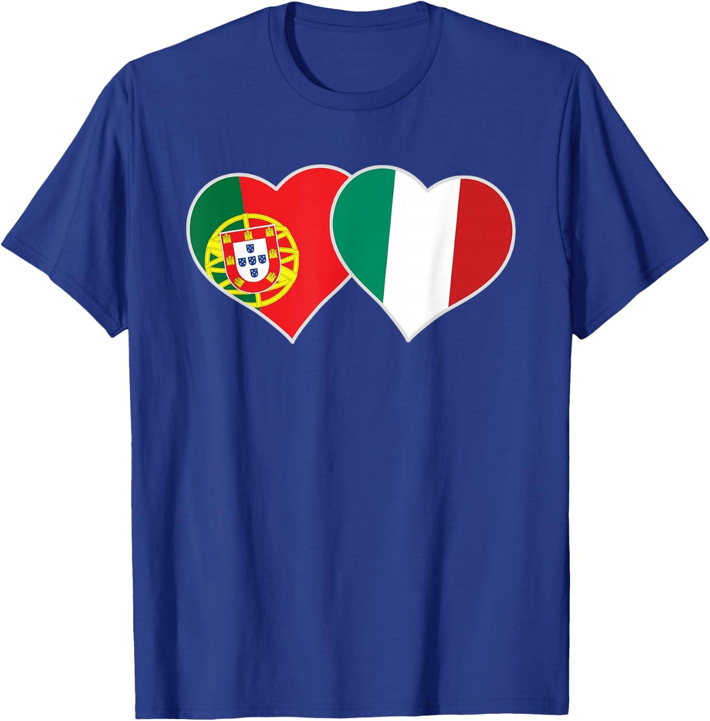 Portuguese Italian Flag Hearts Love Portugal Italy T-Shirt - T-Shirt | Royal
