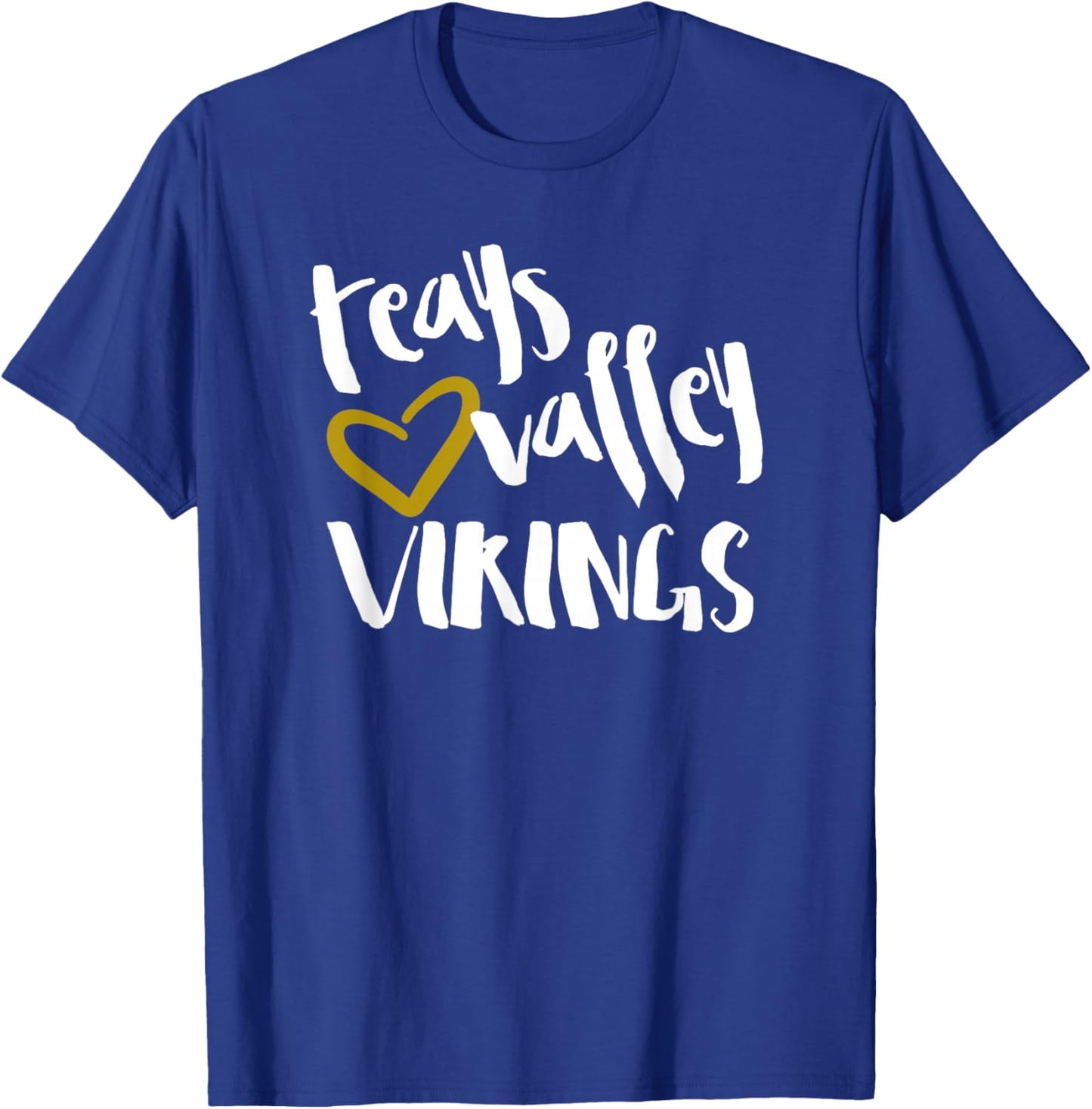 Teays Valley OH Viking Gold Colored Heart School Spirit T-Shirt - T-Shirt | Royal