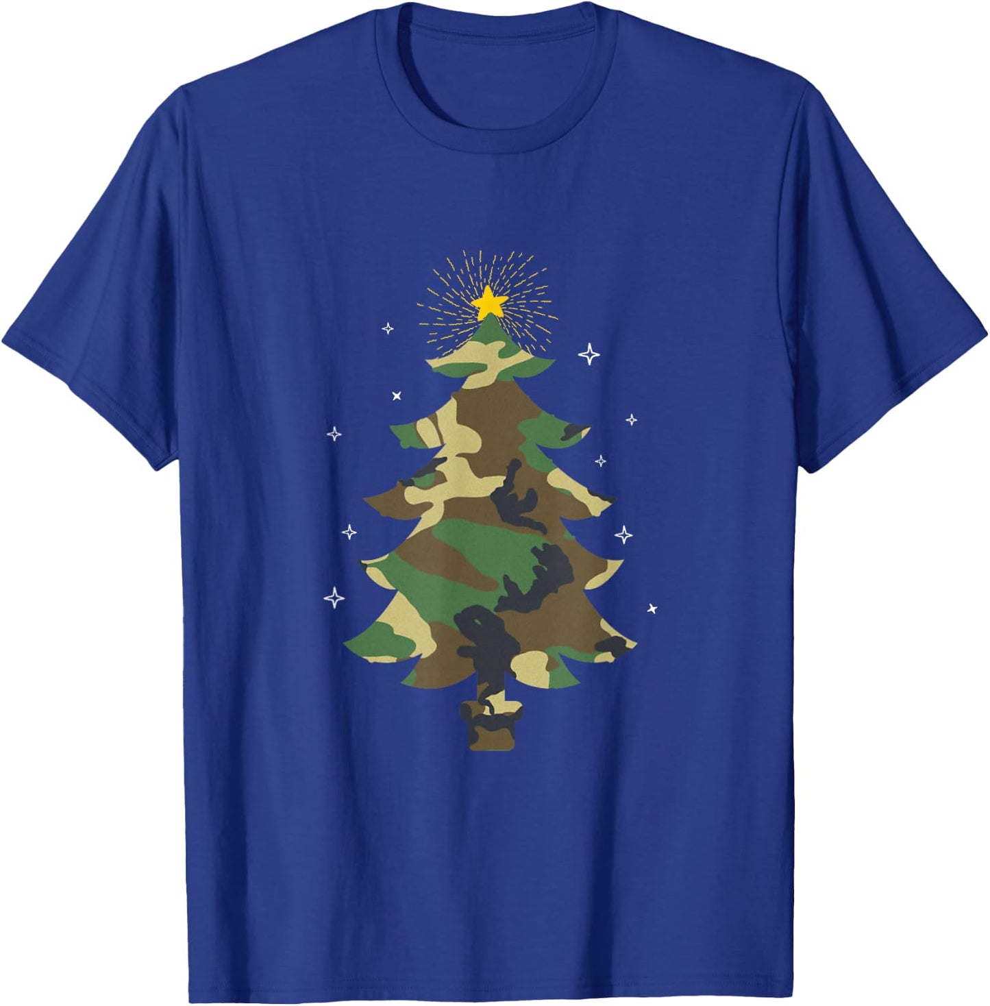 Camouflage Christmas Tree Camo Print Christmas Tree Military T-Shirt - T-Shirt | Royal