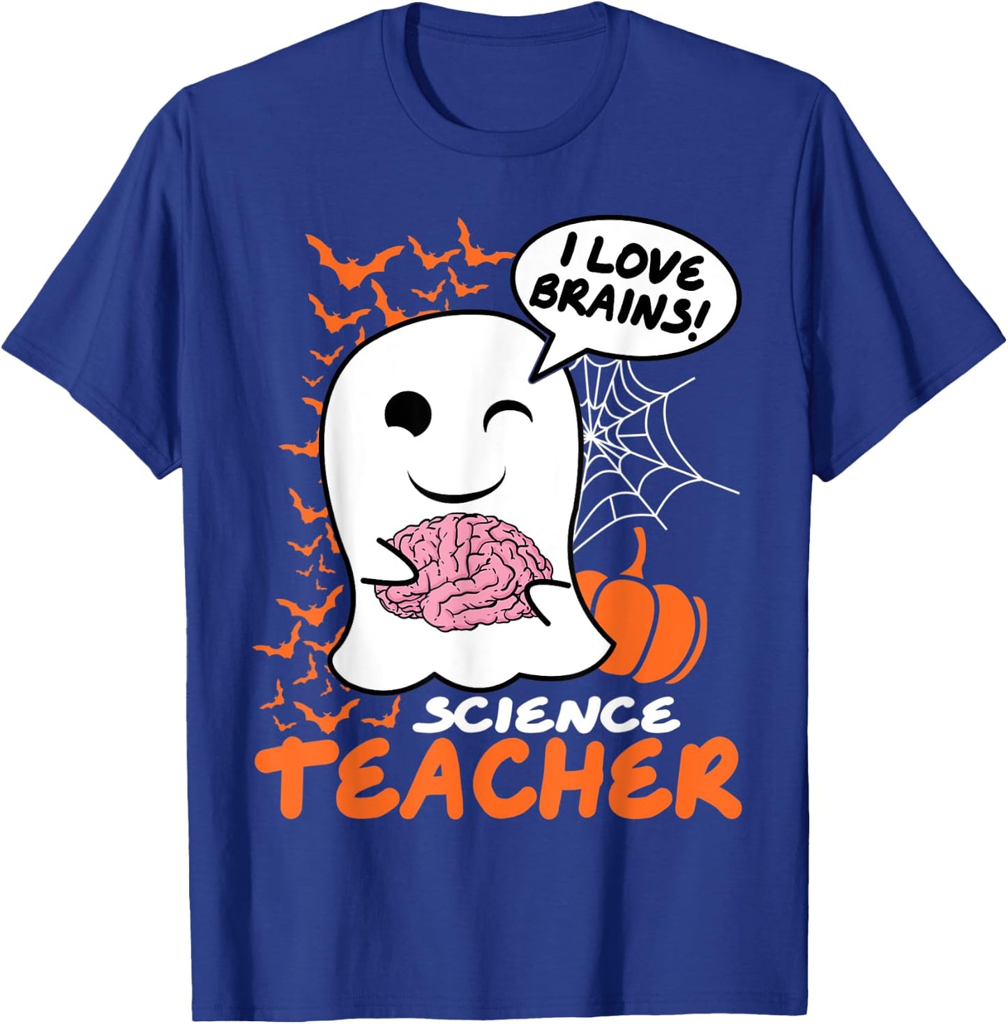 Science Teacher Cute Ghost Halloween Teacher Men Women T-Shirt - T-Shirt | Royal