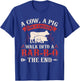 Funny Barbecue Cow Pig Chicken Graphic Meat Smoking BBQ T-Shirt - T-Shirt | Royal