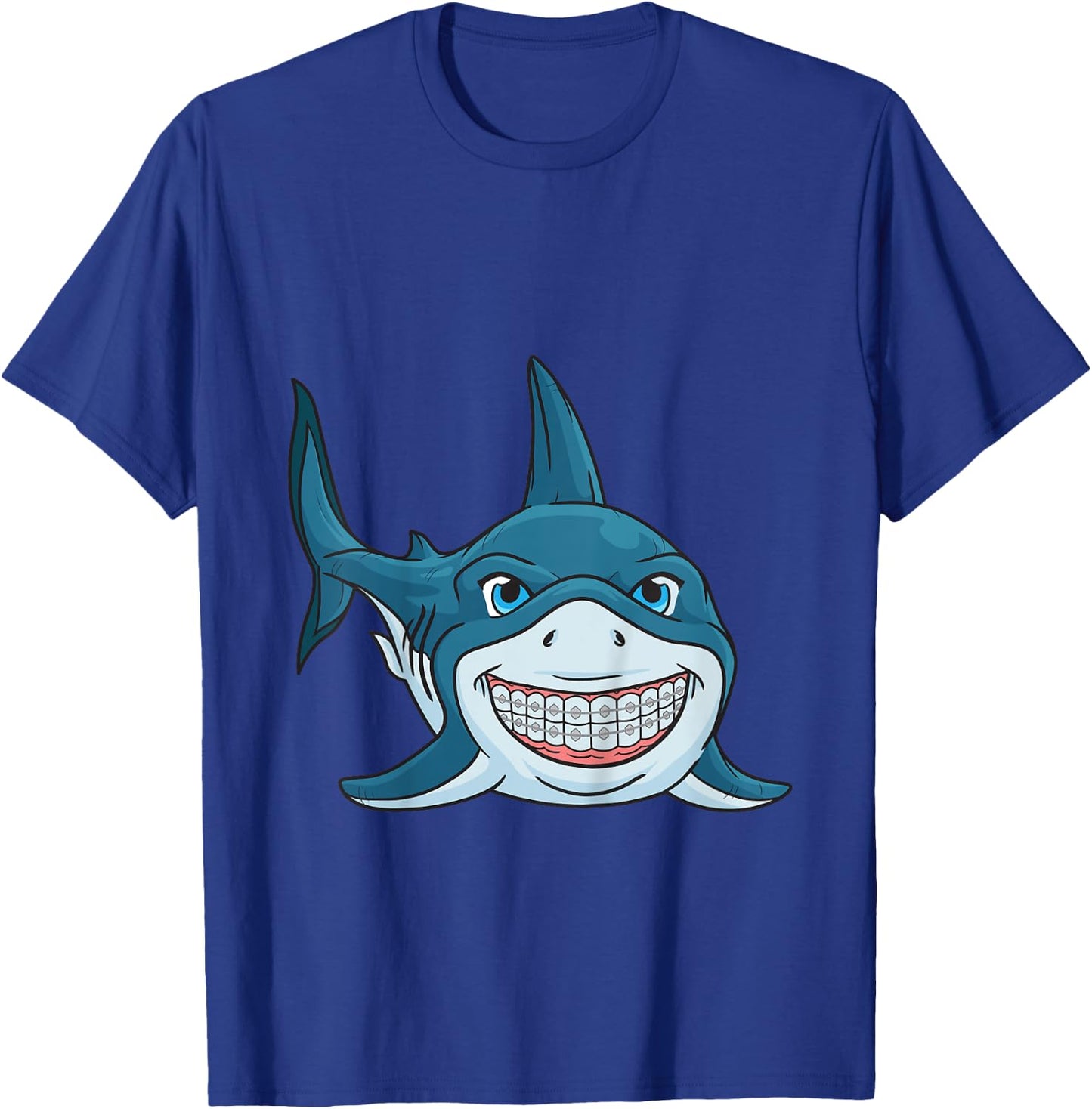 Funny Shark Braces Teeth Boys Girls T-Shirt - T-Shirt | Royal