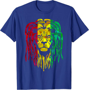Reggae Lion Face Hippie Mosaic Rastafarian Lion Lover T-Shirt - T-Shirt | Royal