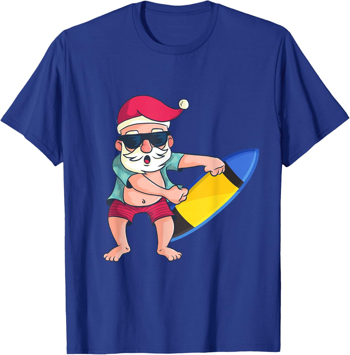 Santa Surfboard Christmas In July Xmas Tropical Surfing T-Shirt - T-Shirt | Royal