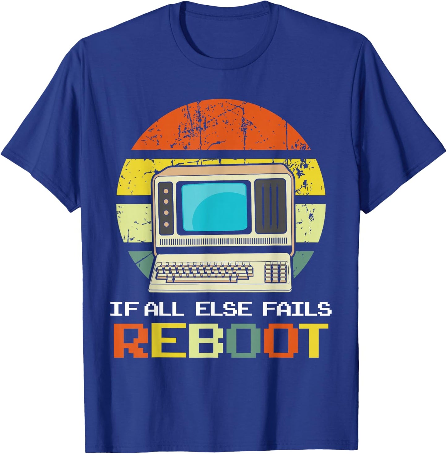 Computer Guy/Girl Reboot funny ,Retro, IT GUY T-Shirt - T-Shirt | Royal