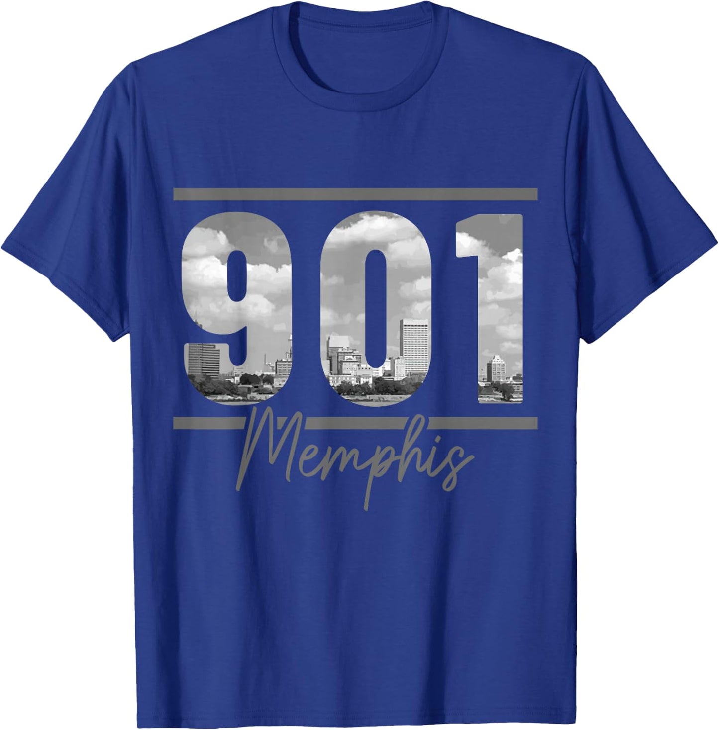 Memphis 901 Area Code Skyline Tennessee Vintage T-Shirt - T-Shirt | Royal
