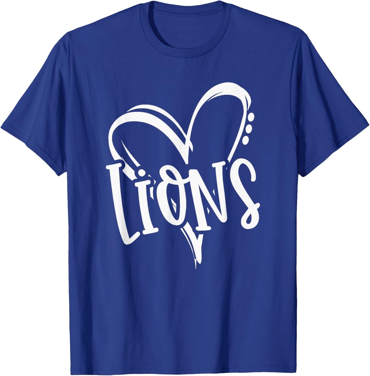 Lions School Sports Fan Team Spirit Heart T-Shirt - T-Shirt | Royal