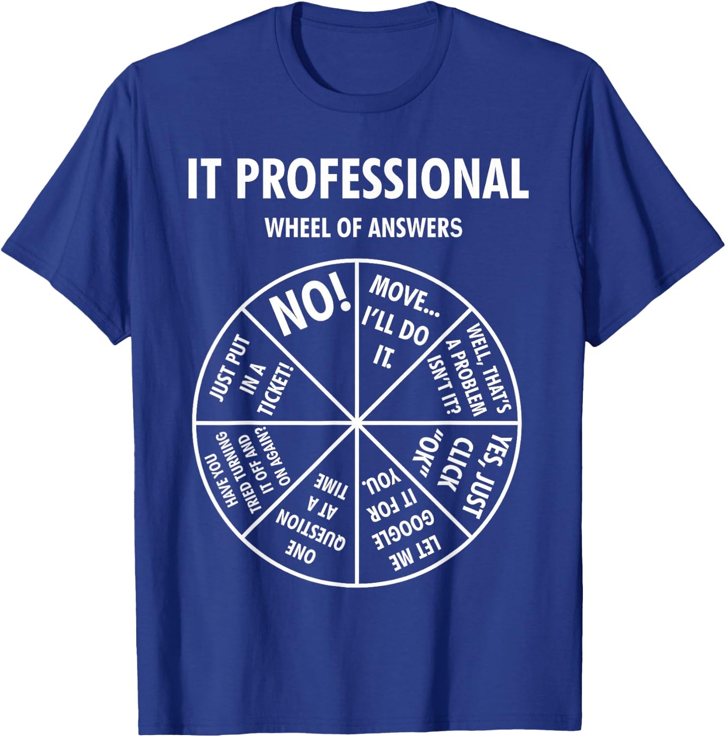 IT Professional Wheel Of Answers Funny Tech Support Joke T-Shirt - T-Shirt | Royal