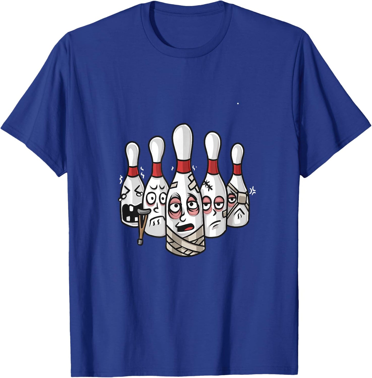 Funny Bowling Pins with Crutches and Bandages Bowling T-Shirt - T-Shirt | Royal