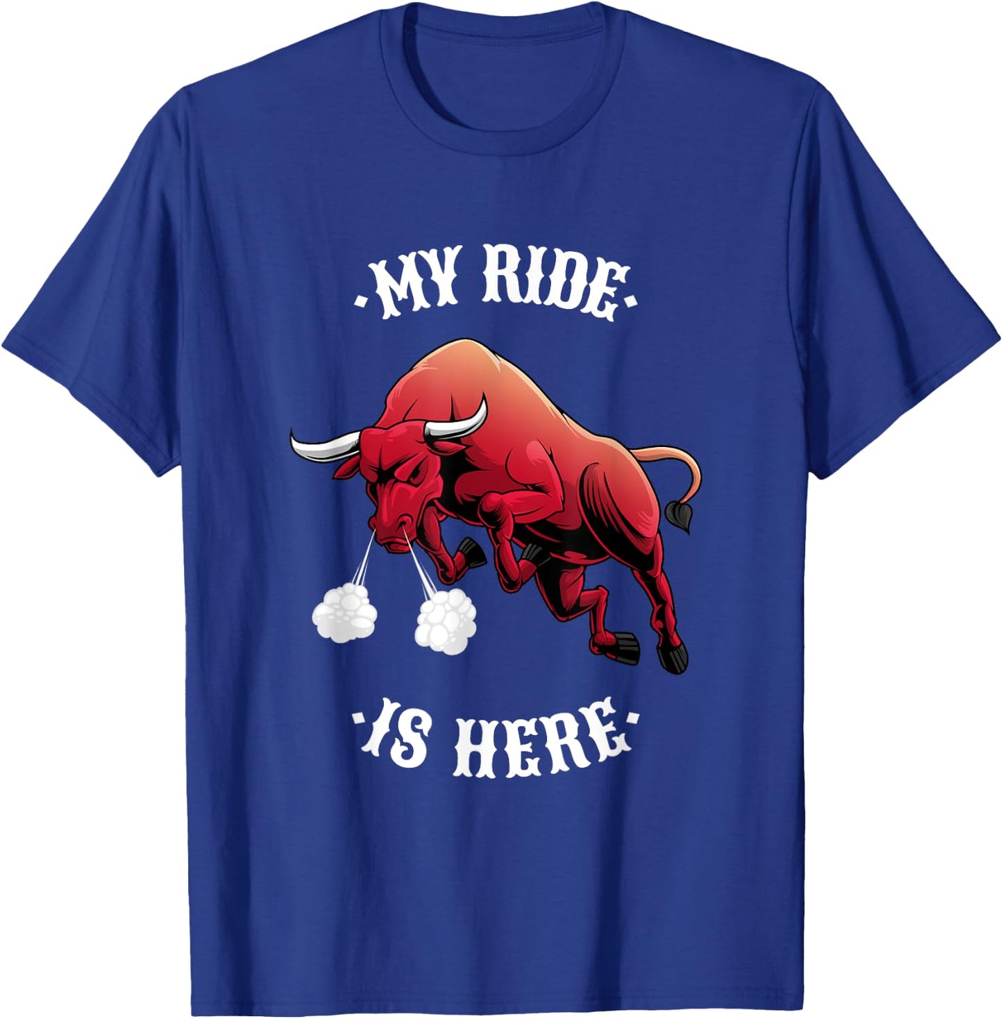Funny Rodeo Bull Riding Cowboy Men Women Boys Girls Kids T-Shirt - T-Shirt | Royal