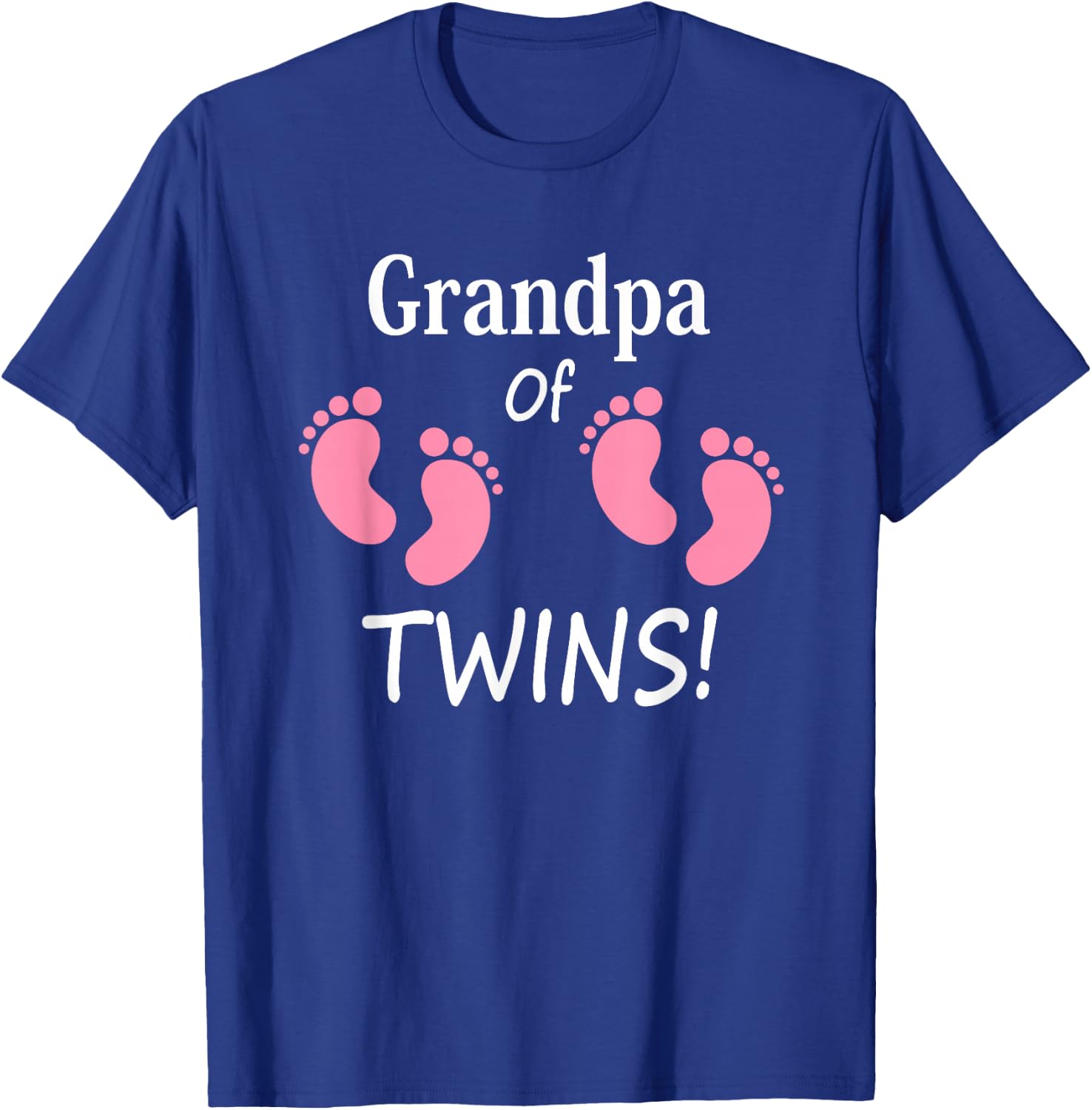 Grandpa of Twin Girls Footprint Design Grandfather T-Shirt - T-Shirt | Royal
