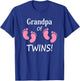 Grandpa of Twin Girls Footprint Design Grandfather T-Shirt - T-Shirt | Royal
