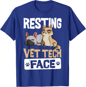 Resting Vet Tech Face Veterinary Assistant Small T-Shirt - T-Shirt | Royal