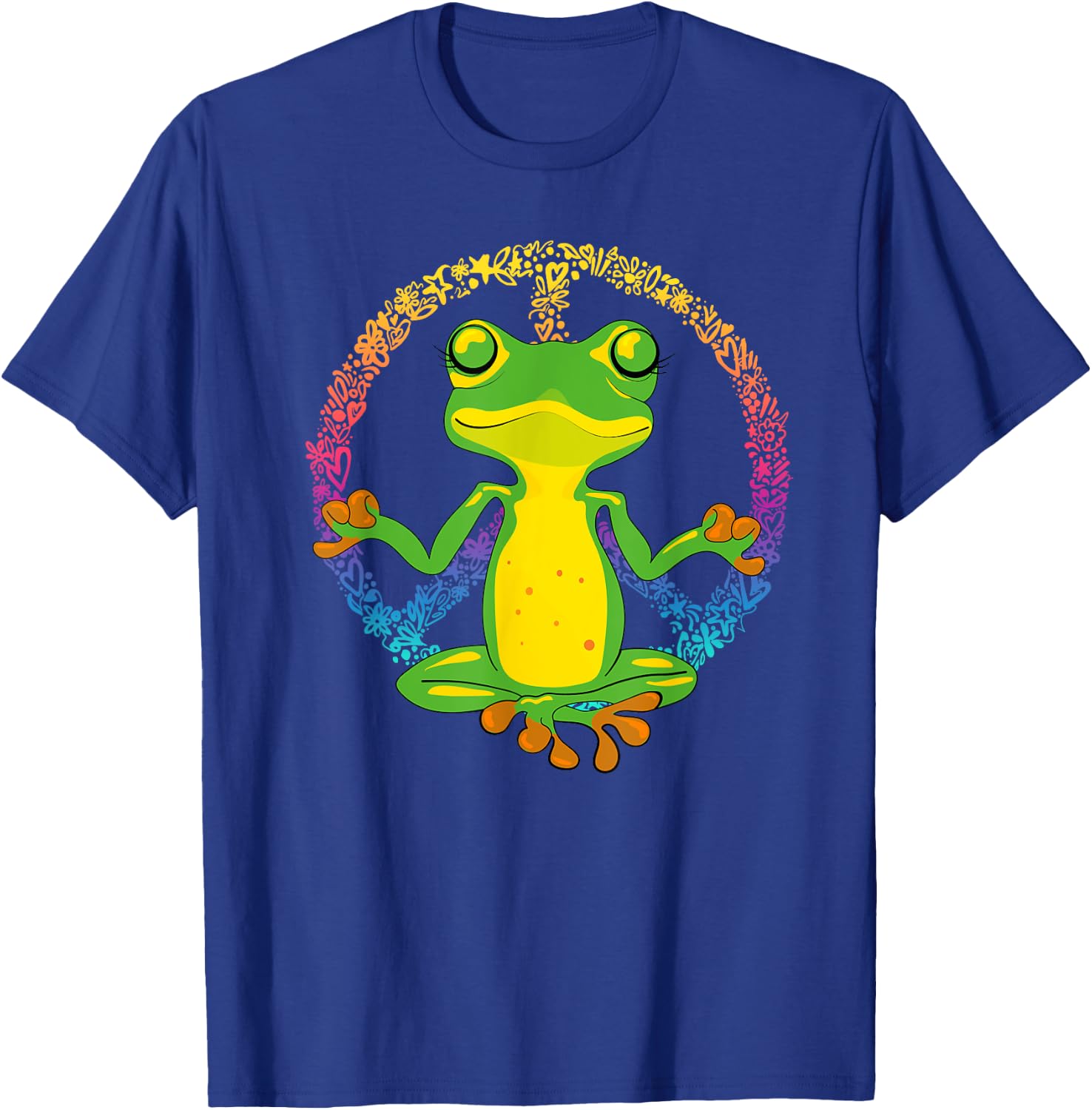 Peace Sign Yoga Frogs Cool Peace Frog Tie Dye T-Shirt - T-Shirt | Royal
