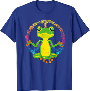 Peace Sign Yoga Frogs Cool Peace Frog Tie Dye T-Shirt - T-Shirt | Royal