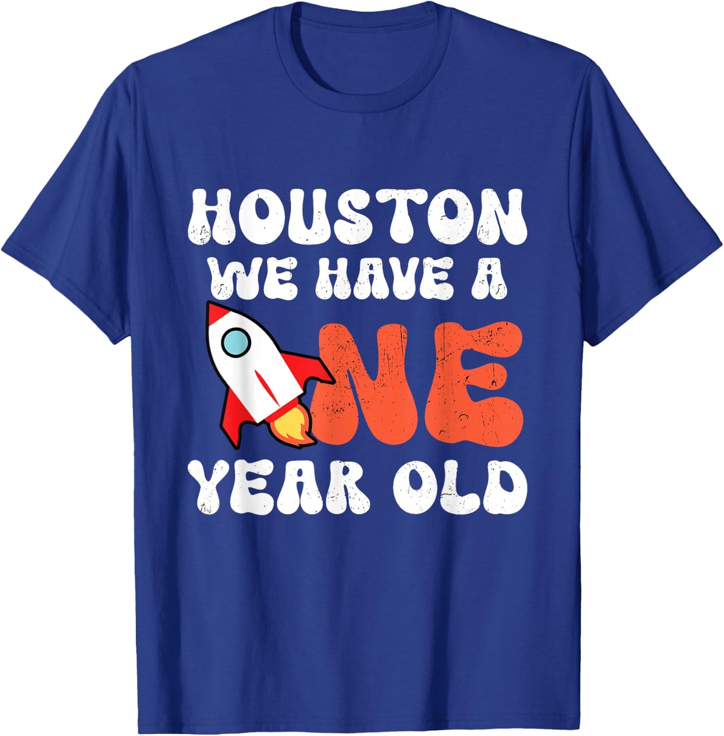 Retro Houston We Have A One Year Old 1st Birthday Astronaut T-Shirt - T-Shirt | Royal